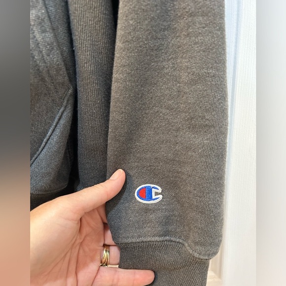 Champion Reverse Weave Dark Gray Hoodie Sz L Heavyweight Pullover Sweatshirt - Picture 6 of 10